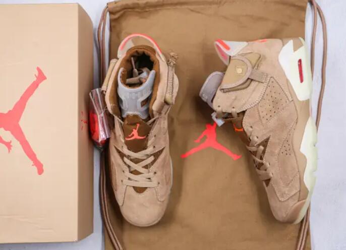 Air Jordan 6 x Khaki Brown Pocket Basketball Shoes